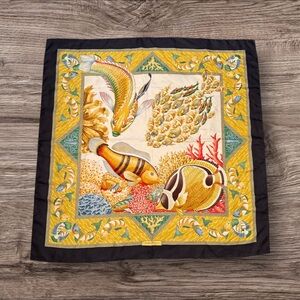 Salvatore Ferragamo Colorful Tropical Fish Silk Scarf, vintage